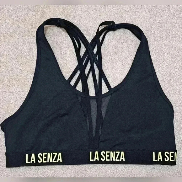 La Senza Black Sports Bra Mesh Criss Cross  Straps Size Small/Medium - Picture 9 of 13